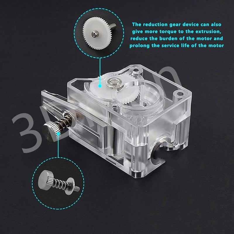 3Dman Bowden Dual Drive Extruder Universal Geared Extruder for Ender 3 V2/Pro, Ender 3 Series, CR10 Series, Mega S, Tevo Tornado, Wanhao D9, Anet A8 E10, Prusa I3 and DIY 3D Printer, Transparent - Image 5